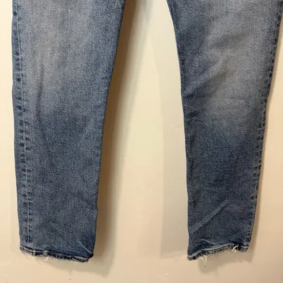 Agolde Womens Straight Jeans Riley Long 28 Cove Wash Blue Organic Cotton Hi Rise - Picture 5 of 10